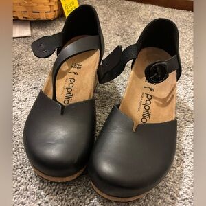 Papillio Black Leather Strap Shoes